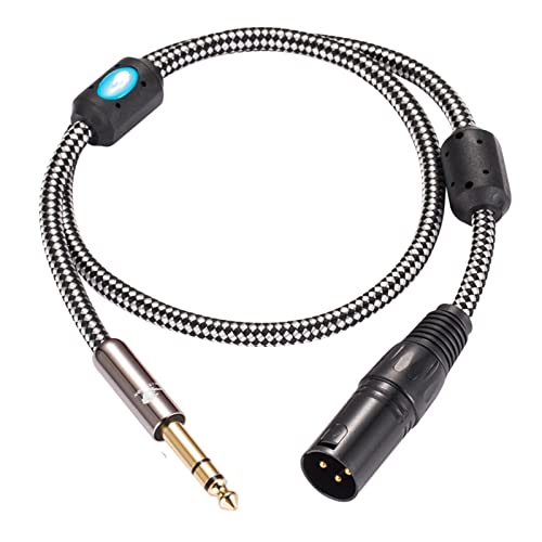 Аудио кабел премиум-клас на Обикновен 3-пинов XLR-1/4 TRS, Съвместим с Микрофонным на миксера Стерео 6,5-Балансиран XLR кабел 1
