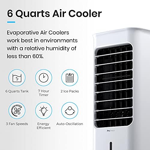 Един изпарителен охладител на въздуха Pro Breeze вентилатора за охлаждане на помещението - Преносим охладител на въздуха 3 в 1 с