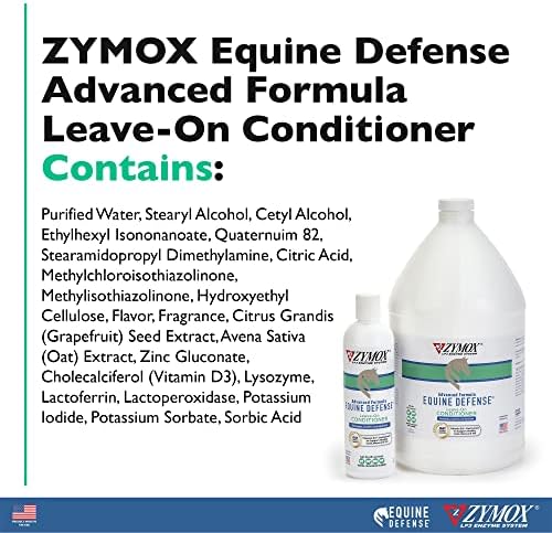 Незаличими климатик Zymox Конски Defense Advanced Formula, 12 унции. – Грижа за коса на кон: разкрива, успокоява и овлажнява кожата,