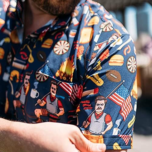 Паркове и Зони за отдих, на Новост, Ежедневни Ризи с копчета, с Къси Ръкави, Забавни Хавайски Ризи за Мъже