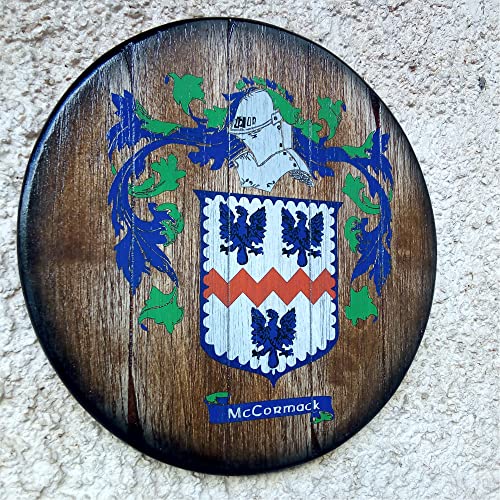 Персонализирани герб, обичай Семеен герб, ръчно раскрашенный на Округлом щита от селски дърво.