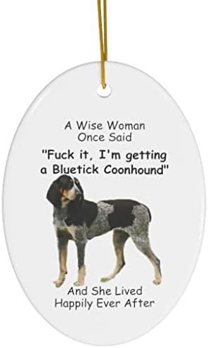 Забавна Синепалая Енотовидная Куче Браун Merle Подаръци За Кучета 2023 Коледно Дърво Украса Мъдра Жена Веднъж Каза Овални Керамика
