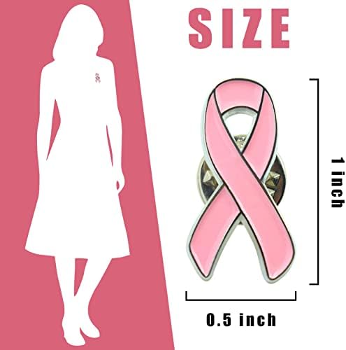 Sticro 30 Опаковки Розови Лента Възглавница с емайл за повишаване на информираността за рака на гърдата на Ревера за Събиране на