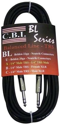 Кабел за балансиран китара CBI BL2A 1/4TRS-1/4TRS, 20 Метра