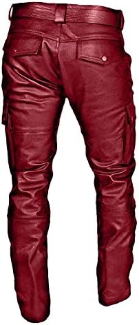 Мъжки Байкерские Панталони От Изкуствена Кожа Vintage Готически Панталони в стил Steampunk, Пънк, Хип-Хоп, Метални Мотоциклетни