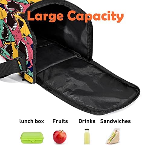 Олекотена Голяма Чанта за Обяд Цветни Акули многократна употреба Обяд-Бокс за Жени и Мъже