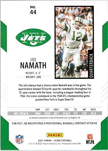 Чрез 2021 44 Джо Намат Ню Йорк Джетс Футболна Търговска картичка NFL