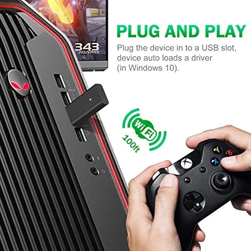 Безжичен адаптер TOMSHEIR за Xbox One за Windows 10, съвместими с контролерите на Xbox One, Xbox One X / S и Elite Series Controller