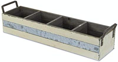 Дървени Дръжки за чекмеджета Cheung's, FP-3879W с 4 прорези и метален панел отстрани, Изтъркан Бял, Кафяв