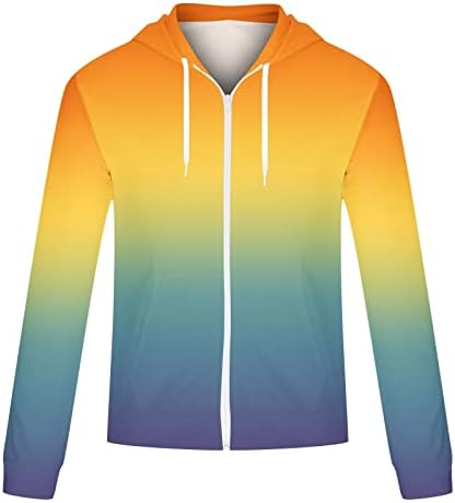 Мъжки Hoody С качулка с цип, Мъжки Модни и Ежедневни Hoody джоб С Градиентным Принтом под Формата на Тай-Боя, Яке-Hoody С Качулка