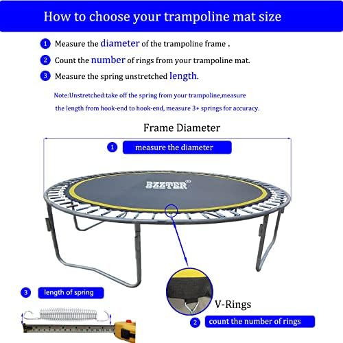 Преносимото подложка за батут Bzzter, подходящи за 15-метрова кръгла рамка с пръстени 90/96/100/108, подходящ за пружини 5,3-8,5