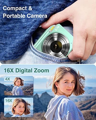Цифров фотоапарат, Zostuic 2.7 K с Автофокус 48 Mp Детски Фотоапарат с карта памет от 32 GB, 16-Кратно Увеличение, Компактни Портативни Мини-Фотоапарат Играчка, Подарък за Коле