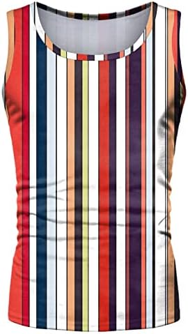 HDDK Летни Върховете на Бретелях за Мъже В една Вертикална Ивица, Ежедневие Жилетка Без Ръкави, Ризи За Мъже, Спортни Спортни Тениски
