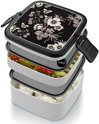 Цъфтящи Ливади С Цветя Принтом Всичко в една кутия за Bento Контейнер за Вечеря за Възрастни с Лъжица за Училище/Работа/Пикник