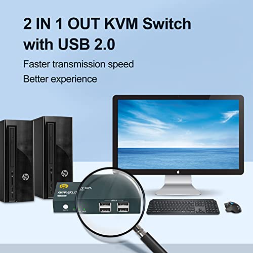 KVM switch HDMI, 1 Монитор, 2 компютъра с резолюция от 4K Ultra HD при честота 30 Hz, 2 Портов KVM суич, 4 хъб USB 2.0, KVM превключватели,