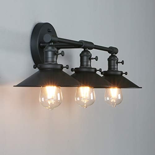Модерно осветление за баня с 3 лампи Черен цвят, Винтажное стенни аплици с 3 лампи, монтиран на стената лампа с метална абажуром