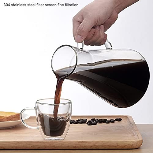 MJWDP Кафе машина с Голям Капацитет на пълнене и 1600 мл, с Мащаба от Неръждаема Стомана с Високо Съдържание на Borosilicate Стъкло