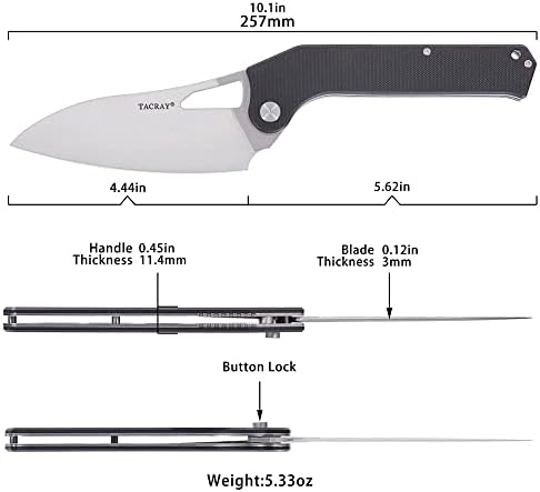 Сгъваем кухненски нож на главния готвач TACRAY, Сгъваема Походный нож с острие от неръждаема стомана VG10, плъзгане и ергономична