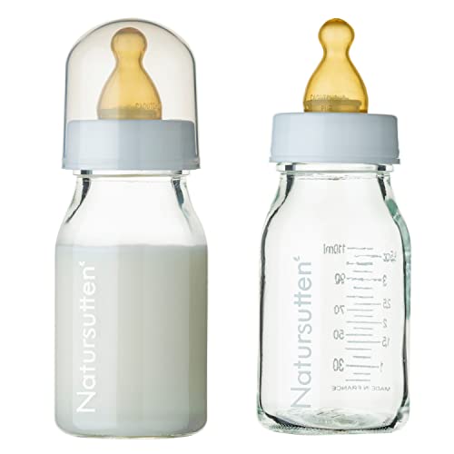 Стъклена детска бутилка Natursutten срещу колики, 2 опаковки - 8 грама, 4 унция, Шишета за кърменето - Комплект шишета за новородено: