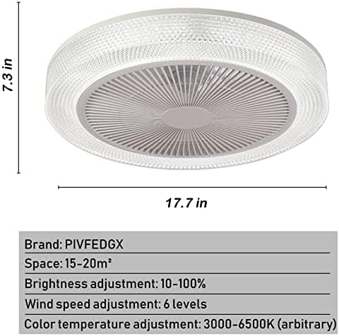 Модерен вентилатор на тавана PIVFEDGX с осветление и дистанционно управление, Нископрофилен, вентилатор на тавана, без остриета