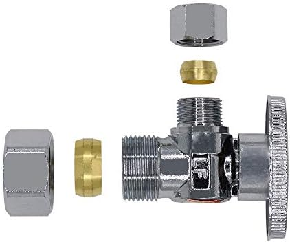 Месинг Ъглов Спирателен кран AIRISIN 1/4 четвърт оборот, 1/2 На входа NOM (5/8 OD Comp) x 3/8 на изхода COMP, Спирателен кран за