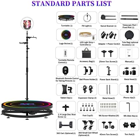 ANIUXIAOGE 360 Фотобудка, за Партита, приложение с Дистанционно Управление, Автоматична Въртяща се Камера на 360 Градуса с Кольцевым