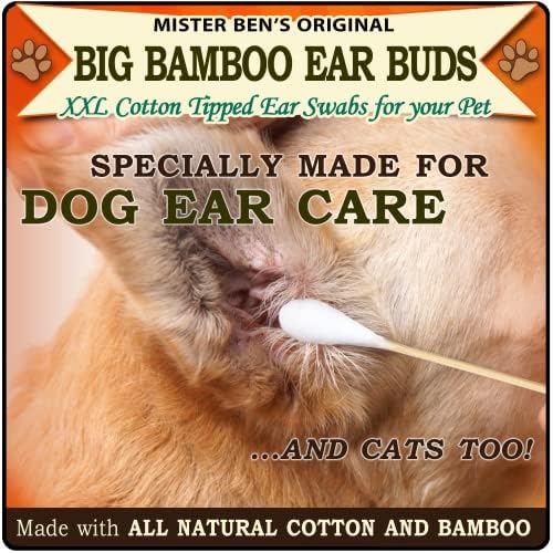 Оригиналът големи бамбукови пъпки MISTER BEN'S за домашни любимци – Памучни тампони за почистване на ушите на Кучета и котки от