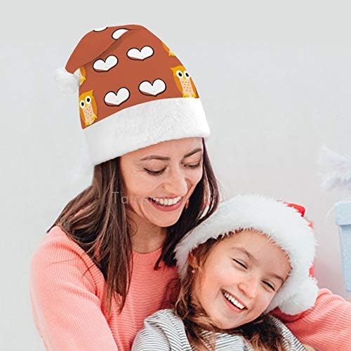 Коледна шапка на дядо коледа, Коледна празнична шапка с совиным сърце за възрастни, комфортни коледни шапки унисекс за новогодишна