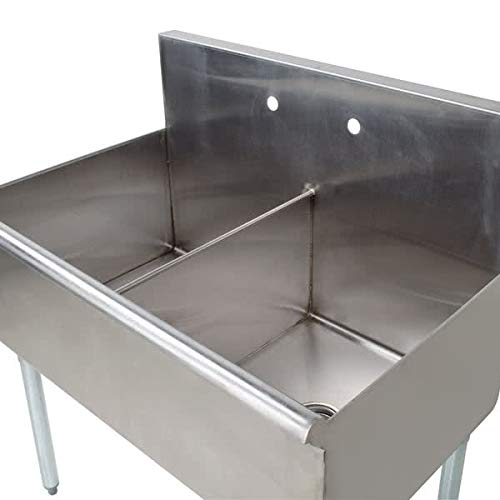 Търговски Нискотарифна Двухкамерная мивка за кухня и сервизно употреба от неръждаема стомана с 12-инчов вода (ширина 24,5 инча х