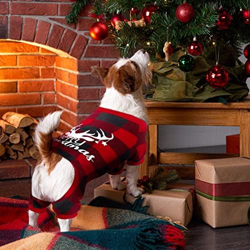 Pedgot 2 опаковане на Коледни Пижам за кучета, Зимно Палто за домашни любимци, Меки Топли Дрехи за Кучета, Клетчатая Пижами за Кученца,