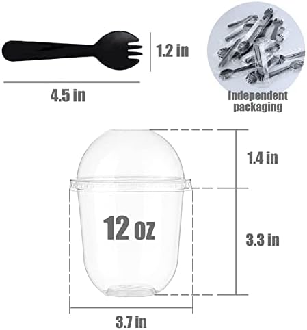MR.FOAM 12 мл за Еднократна употреба Прозрачни Пластмасови Чаши с капаци, 25 Опаковки Десерт за Парфе, Сладолед, Плодови студени