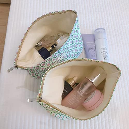 Дамски Косметичка Aganmi с цветен модел на цип, Эстетичные козметични чанти с Цветя модел, Сладки Пътни козметични чанти за чантата