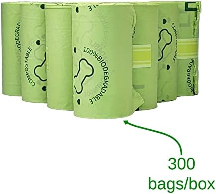 300 Торбички за кучешки какашек | Без мирис, направени от царевични нишестета и pbat | Гарантирано херметически, са много дебели,