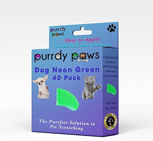 Purrdy Paws 40 опаковки меки капсули за нокти за кучешки нокти НЕОНОВО зелено Джамбо