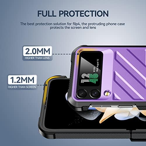 Калъф Vizvera за Samsung Galaxy Z Flip 4 със защита на панти, калъф Flip z 4 за цялото тяло - Силикон устойчив на удари калъф all