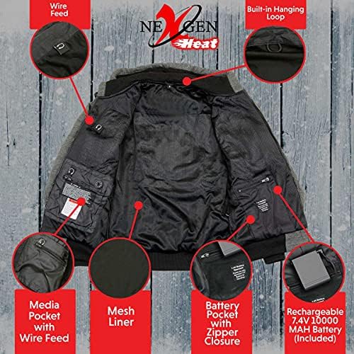 Nexgen Heat MPM1713SET Мъжки hoody с качулка на цип отпред с подгряване (от акумулаторна батерия включена в комплекта)