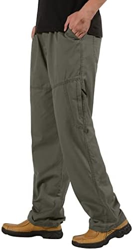 MIASHUI Размер на 50 Панталони за Мъже, Мъжки Модни Ежедневните Свободни Памучни Панталони Големи Размери с Джобове Дантела, Панталони