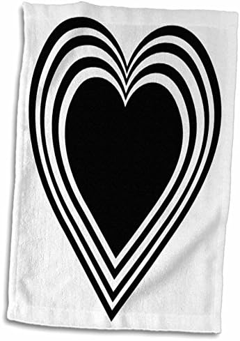 Чаршафи с шарени 3dRose Florene Holiday - Valentine Черно-Бяло Сърце - Кърпи (twl-37466-1)