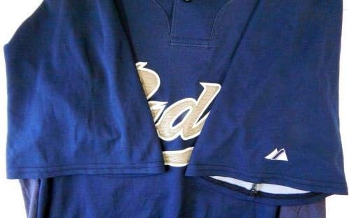 2008-09 Сан Диего Падрес Майк Ekstrom 56 Използвана В играта тъмно синя риза BP SDP1210 - Използваните в играта тениски MLB