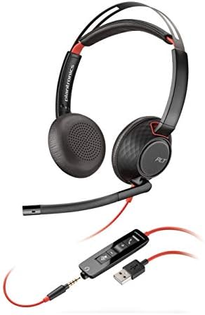 Plantronics - Blackwire C5220 - Тел, с две слушалки (стерео) Слушалки с микрофон Бум - USB-A, 3,5 мм за свързване с PC, Mac, планшету