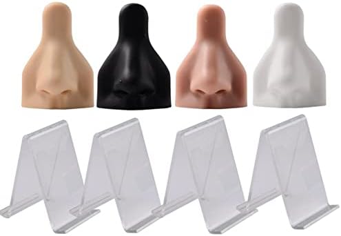 WellieSTR 4 бр. (4 цвят) на Мека Силиконова Модел на носа, Гъвкава Форма за носа, за практики, Пиърсинг, Гума за носа, за демонстрация