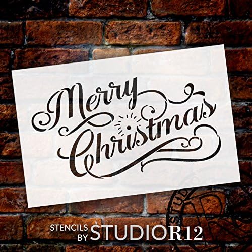 Шаблони весела Коледа от StudioR12 | Елегантен ретро Текстов арт многократна употреба шаблон от mylar | Живопис, Креда, Смесена
