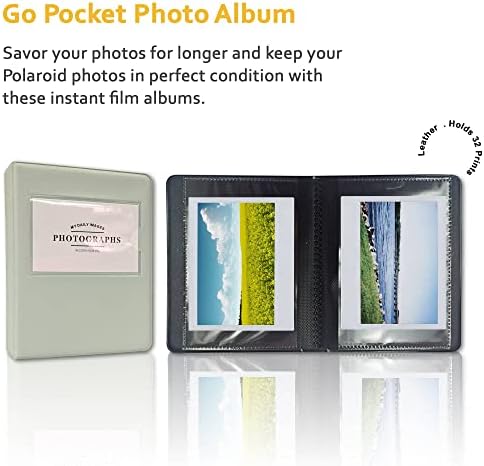 Черно-бял филм Polaroid за SX-70, 8 Листа + Кожена 5-инчов Фотоалбум, с Капацитет 32 Щампи - Сиво + Кърпа за лещи Photo4less