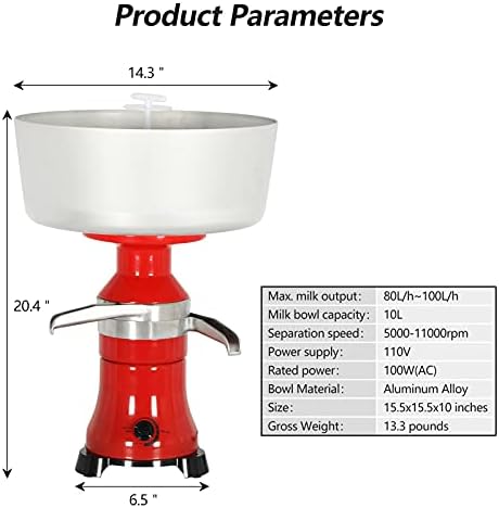 Центробежен Сепаратор за мляко и млечни сметана DIYAREA, Електрическа машина за приготвяне на крем 110 В производство от 100 л/Ч,