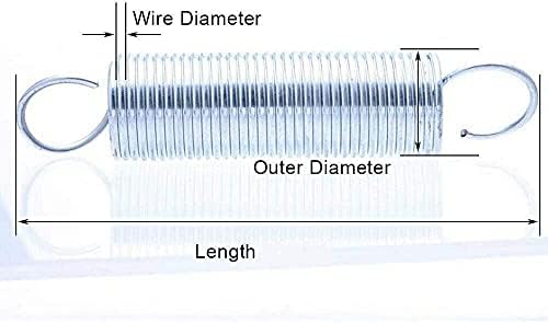 Пружина ACCDUER Система за компресиране Диаметър на жицата 1 мм Бяло Поцинкована Външен диаметър 7 мм Пружина напрежение с кука,