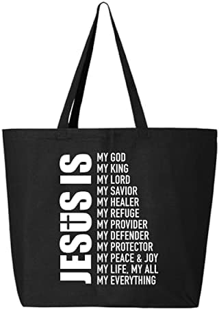shop4ever Jesus is My Everything Чанта-тоут Jumbo Тежка Холщовая Чанта-Тоут Множество Чанта за пазаруване 10 грама