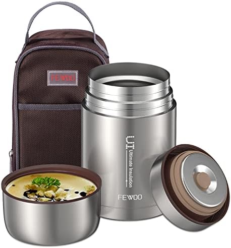FEWOO Food Jar - Термос за Обяд от неръждаема стомана с вакуумна изолация на 27 грама, Херметични Контейнери за супа с пакет за