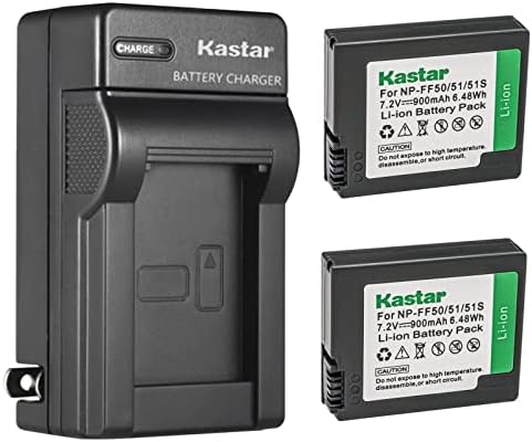 Замяна на батерията Kastar 2-Pack и стена зарядно устройство ac адаптер за Sony NP-FF50, NP-FF51, NP-FF51S, Sony DCR-HC1000, DCR-HC1000E,