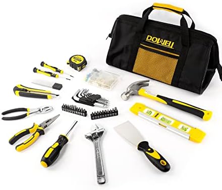 Набор от инструменти за собствениците на жилища DOWELL 146 бр., набор от инструменти за ремонт на дома с 14-инчов широк отвор, чанта