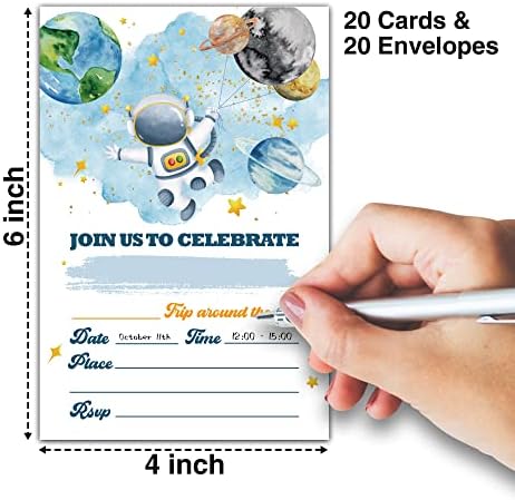 Покани за Рожден Ден LeFohLon Space, 20 Покани Картички С Конвертами, Покани за Рожден Ден на пътешествие Около Слънцето за Момчета